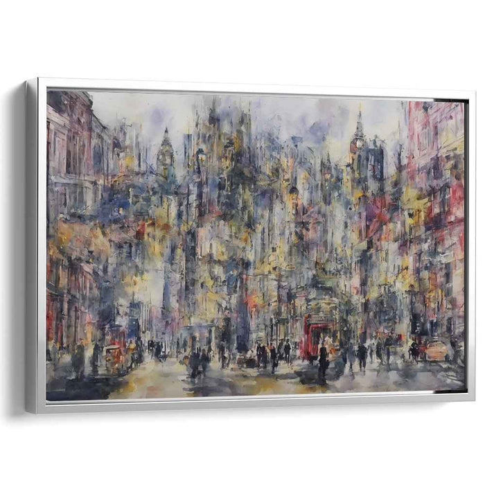 Cityscape Mirage Paint Splatter: Watercolor Urban Dream Canvas Art