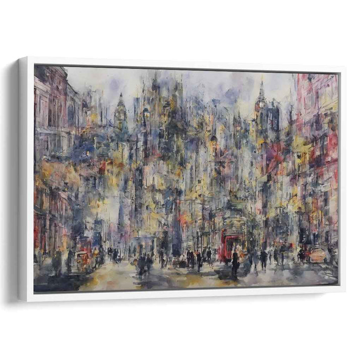 Cityscape Mirage Paint Splatter: Watercolor Urban Dream Canvas Art
