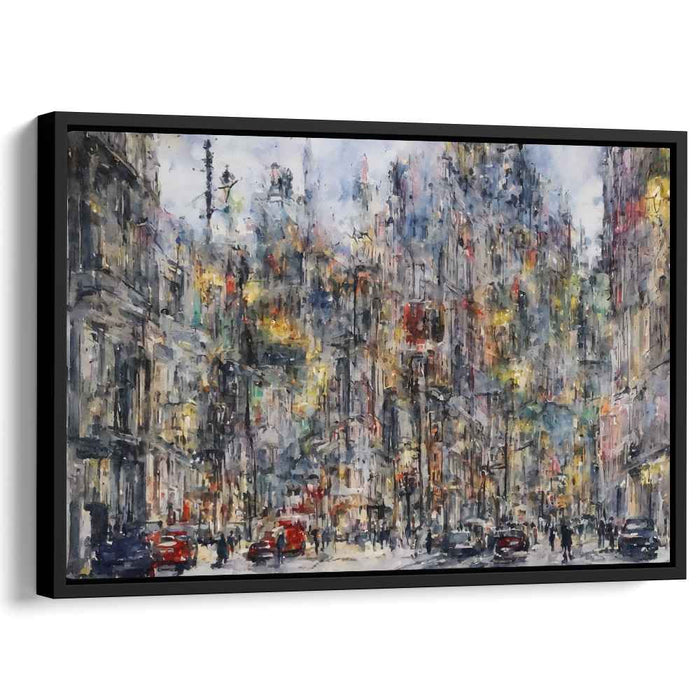Twilight Palette Cityscape Impression: Impressionist Cityscape at Dusk Canvas Art Print