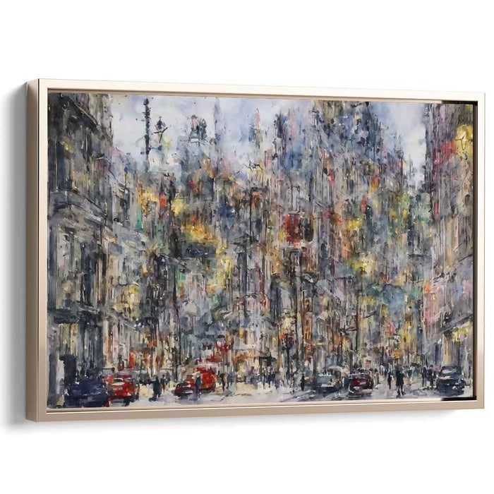Twilight Palette Cityscape Impression: Impressionist Cityscape at Dusk Canvas Art Print