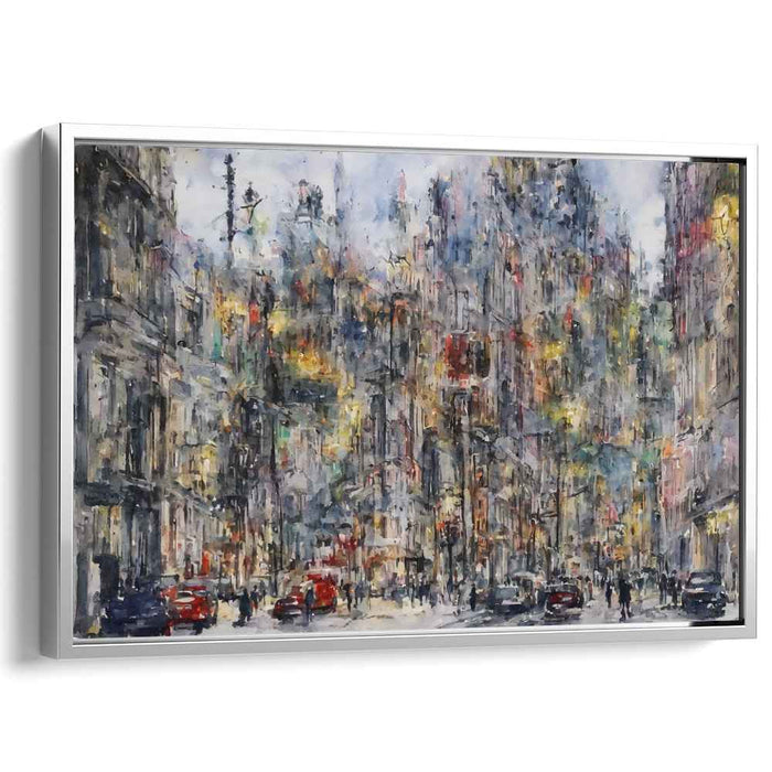 Twilight Palette Cityscape Impression: Impressionist Cityscape at Dusk Canvas Art Print