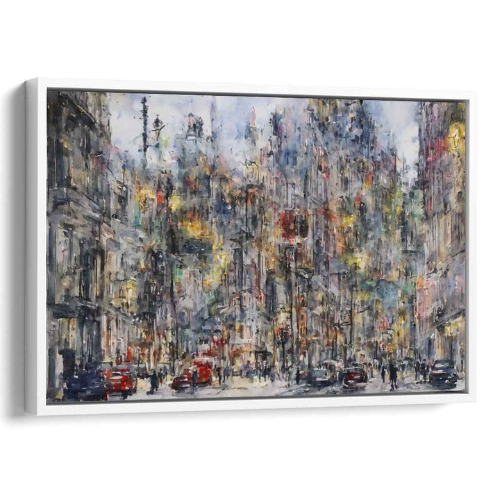 Twilight Palette Cityscape Impression: Impressionist Cityscape at Dusk Canvas Art Print