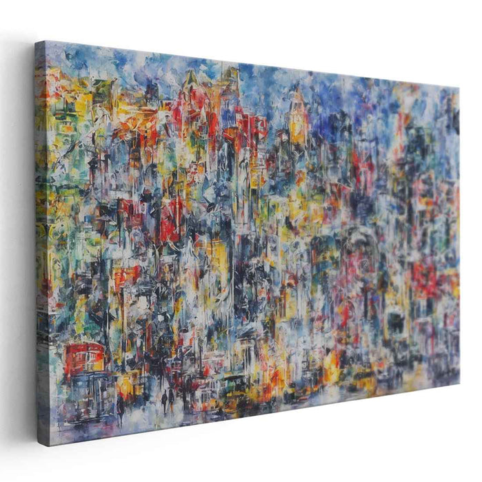Urban Splatter Symphony: Abstract Expressionist Cityscape Canvas Art Print