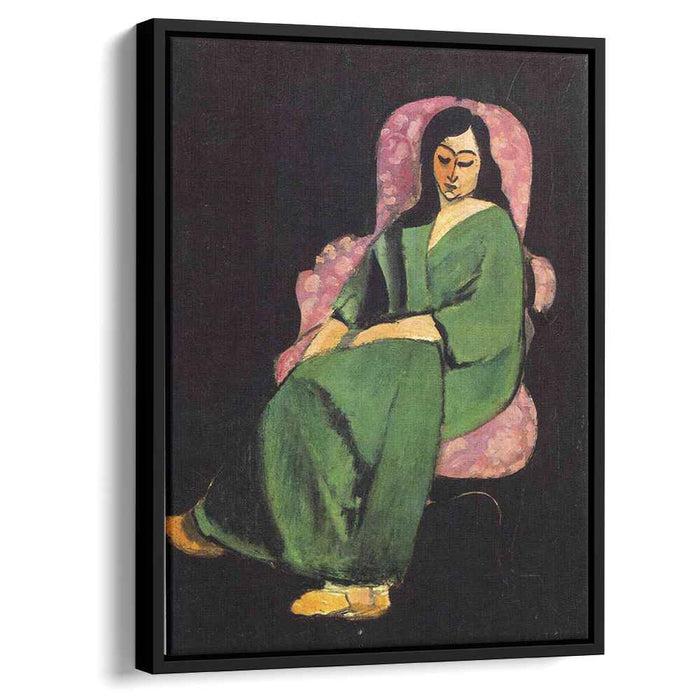 Lorette in a Green Robe against a Black Background (1916) by Henri Matisse
