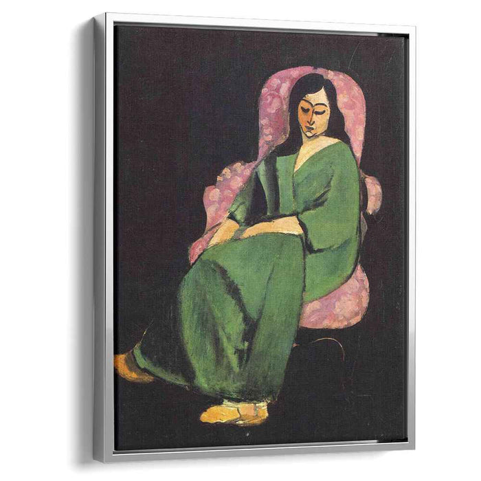Lorette in a Green Robe against a Black Background (1916) by Henri Matisse