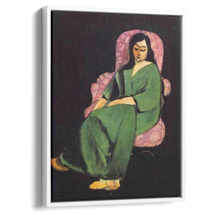 Lorette in a Green Robe against a Black Background (1916) by Henri Matisse