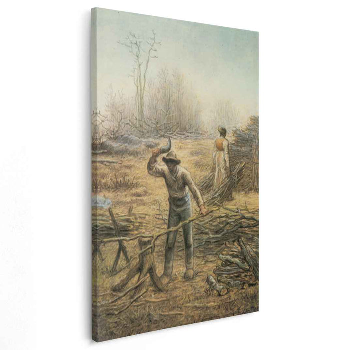 Lumberjack preparing firewood by Jean-Francois Millet