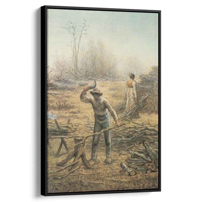 Lumberjack preparing firewood by Jean-Francois Millet