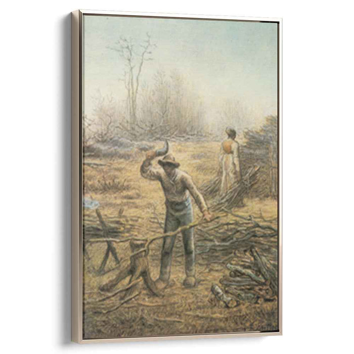 Lumberjack preparing firewood by Jean-Francois Millet