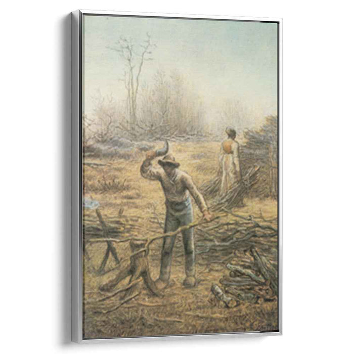 Lumberjack preparing firewood by Jean-Francois Millet