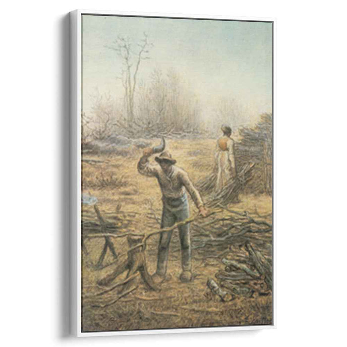 Lumberjack preparing firewood by Jean-Francois Millet
