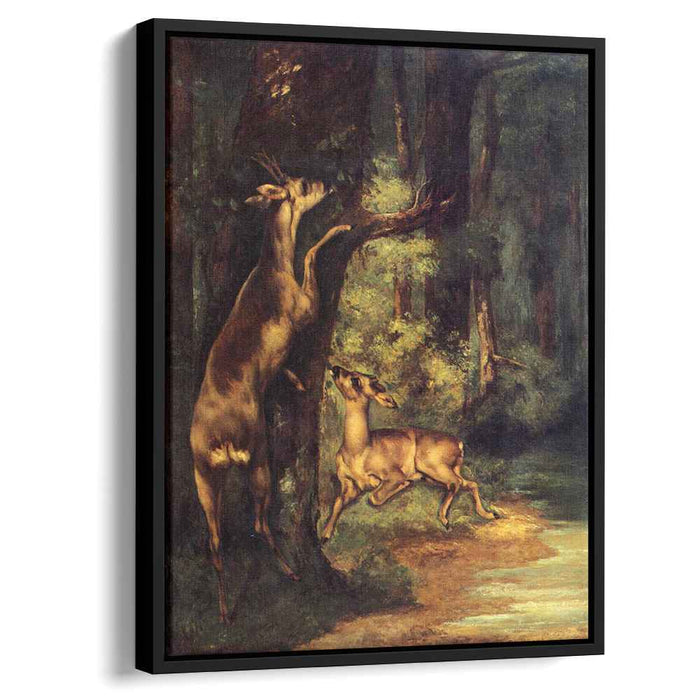 Male and Female Deer in the Woods (1864) by Gustave Courbet