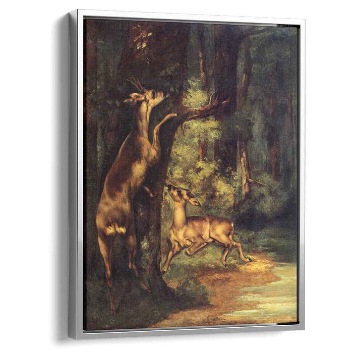 Male and Female Deer in the Woods (1864) by Gustave Courbet