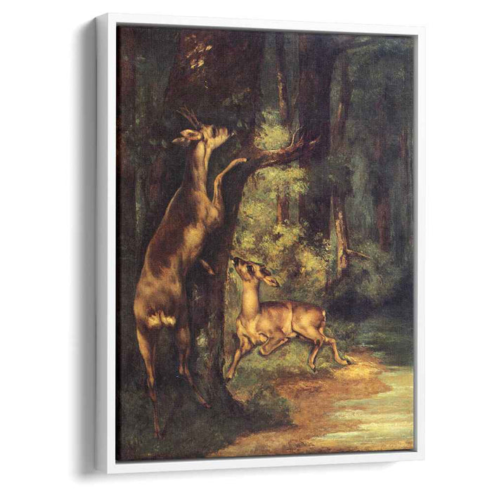 Male and Female Deer in the Woods (1864) by Gustave Courbet