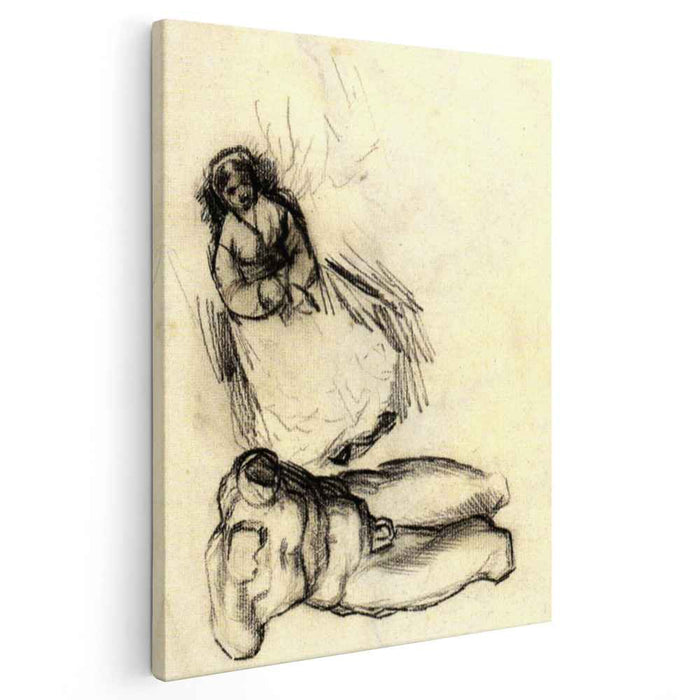 Male Torso and Study for Portrait of a Woman with Flowers (1887) by Vincent van Gogh