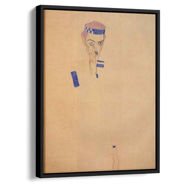 Man with Blue Headband and Hand on Cheek (1909) by Egon Schiele