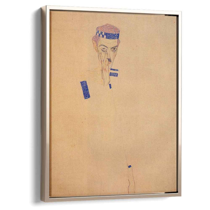 Man with Blue Headband and Hand on Cheek (1909) by Egon Schiele