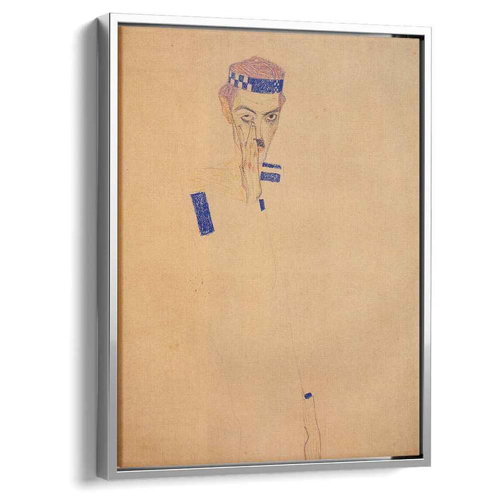 Man with Blue Headband and Hand on Cheek (1909) by Egon Schiele