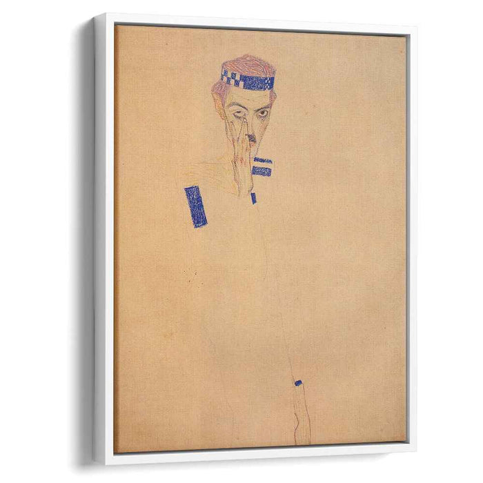 Man with Blue Headband and Hand on Cheek (1909) by Egon Schiele