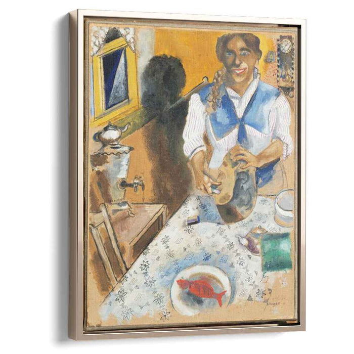 Mania cutting bread (1914) by Marc Chagall