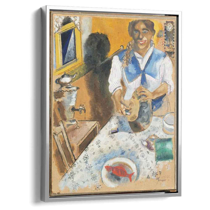 Mania cutting bread (1914) by Marc Chagall