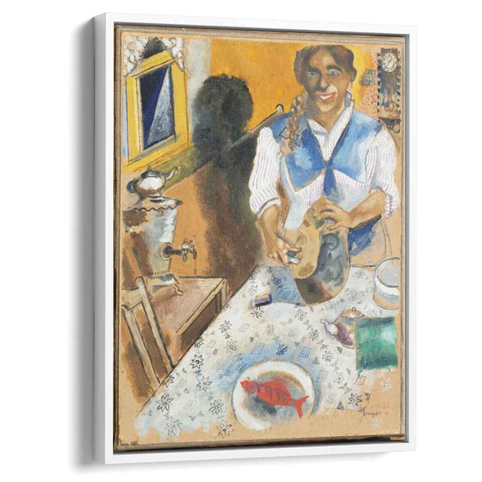 Mania cutting bread (1914) by Marc Chagall