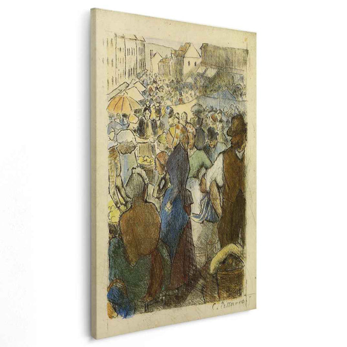 Market at Gisors, Rue Cappeville by Camille Pissarro