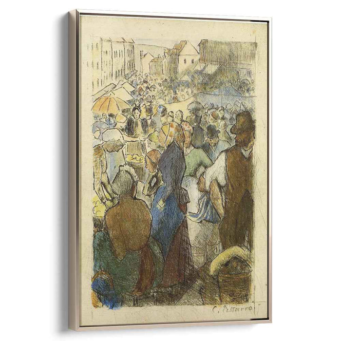 Market at Gisors, Rue Cappeville by Camille Pissarro