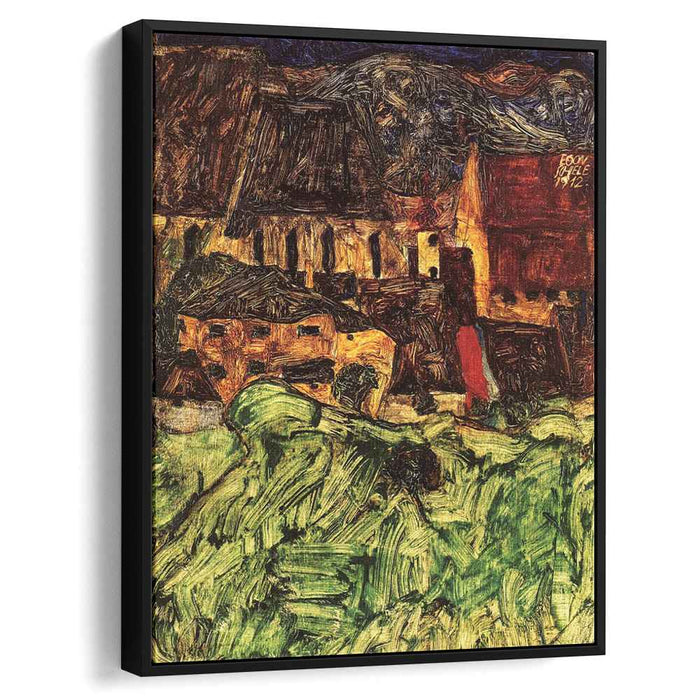 Meadow, Church and Houses by Egon Schiele