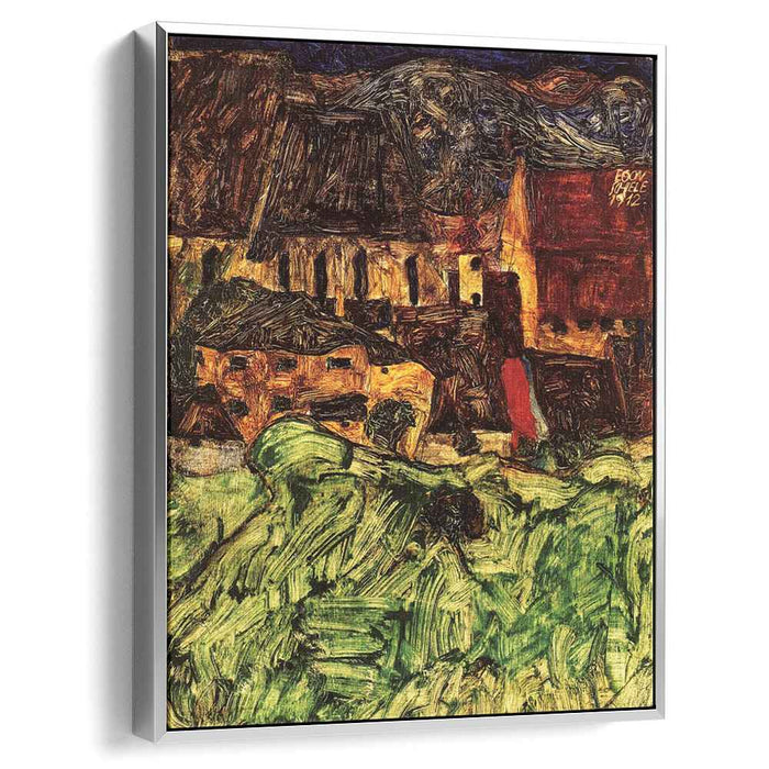 Meadow, Church and Houses by Egon Schiele