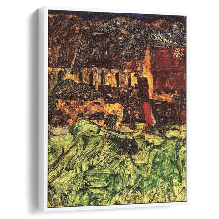 Meadow, Church and Houses by Egon Schiele