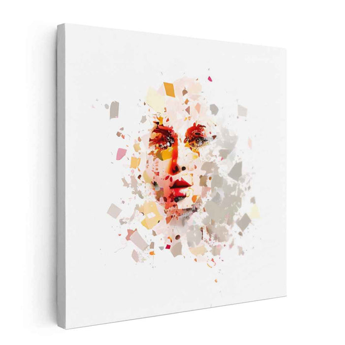 Fragmented Visage: Abstract Expressionist Portrait Canvas Art