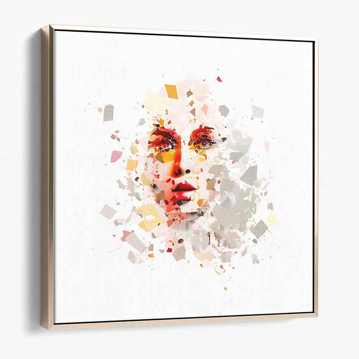 Fragmented Visage: Abstract Expressionist Portrait Canvas Art