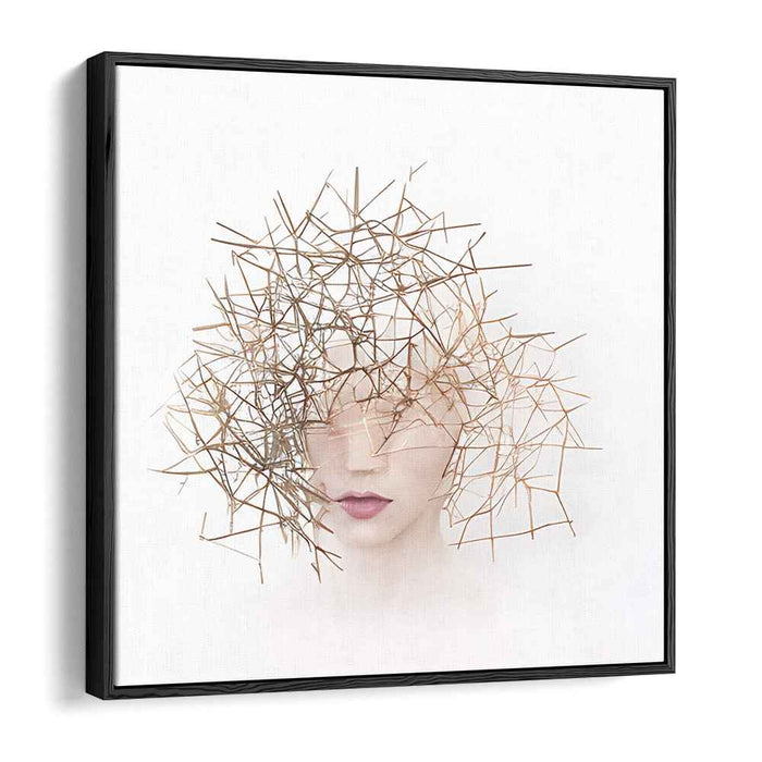 Sculpted Whispers: Surreal Geometric Portrait Canvas Art Print