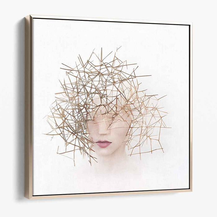 Sculpted Whispers: Surreal Geometric Portrait Canvas Art Print