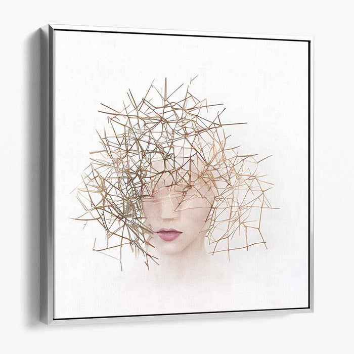 Sculpted Whispers: Surreal Geometric Portrait Canvas Art Print