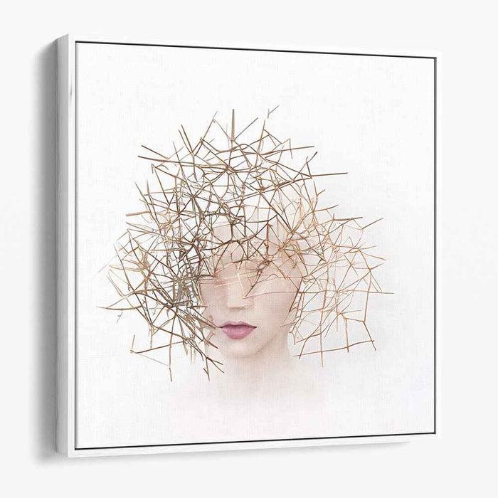 Sculpted Whispers: Surreal Geometric Portrait Canvas Art Print