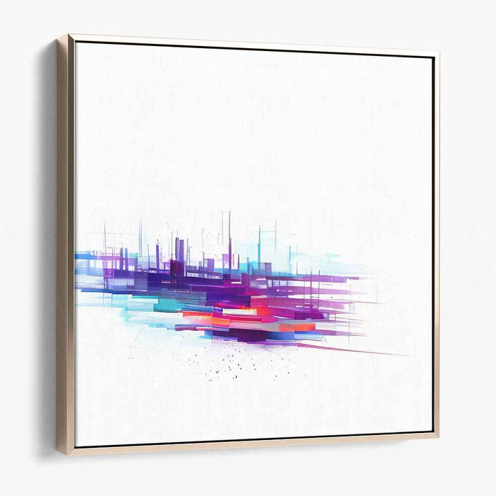 Urban Mirage Fusion: Modern Abstract Cityscape Canvas Art