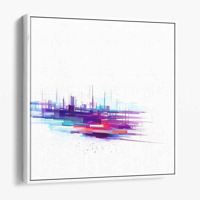 Urban Mirage Fusion: Modern Abstract Cityscape Canvas Art