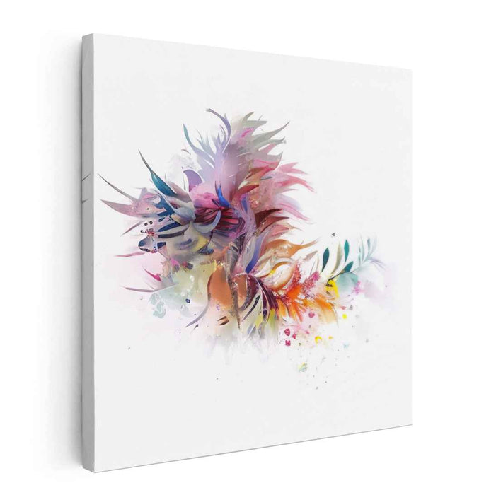 Plume Nebula Emerge: Abstract Feather Explosion Canvas Art Print