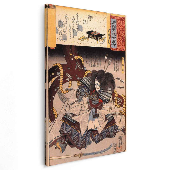 Minori - The mortally wounded Taira Tomomori with ahuge anchor by Utagawa Kuniyoshi