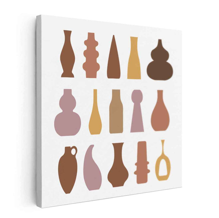 Harmonious Vessels: Minimalist Earth-Toned Vase Collection Canvas Art