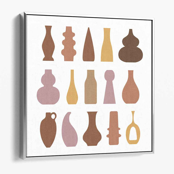 Harmonious Vessels: Minimalist Earth-Toned Vase Collection Canvas Art