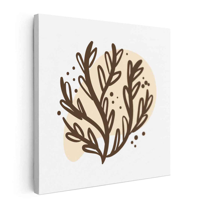 Roots Of Taupe Terrain: Earthy Brown Branch on Soft Beige Canvas Art Print
