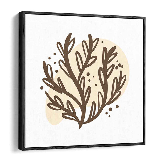Roots Of Taupe Terrain: Earthy Brown Branch on Soft Beige Canvas Art Print