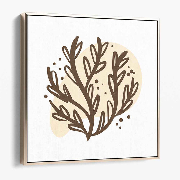 Roots Of Taupe Terrain: Earthy Brown Branch on Soft Beige Canvas Art Print