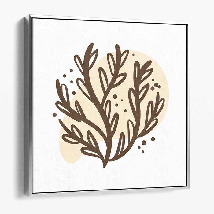 Roots Of Taupe Terrain: Earthy Brown Branch on Soft Beige Canvas Art Print