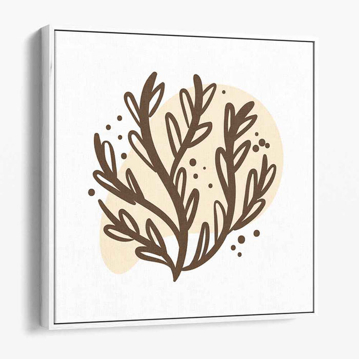 Roots Of Taupe Terrain: Earthy Brown Branch on Soft Beige Canvas Art Print
