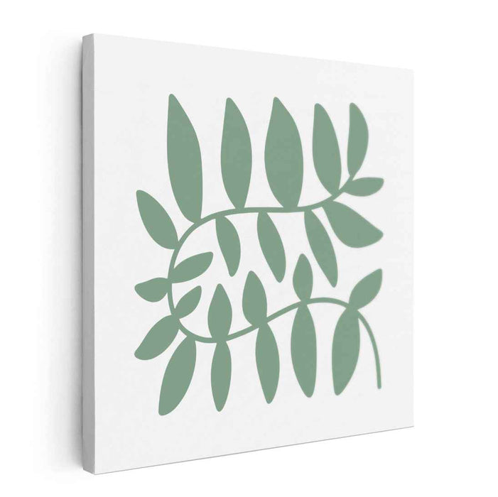 Zen Floral Essence: Minimalist Botanical Green Canvas Art Print
