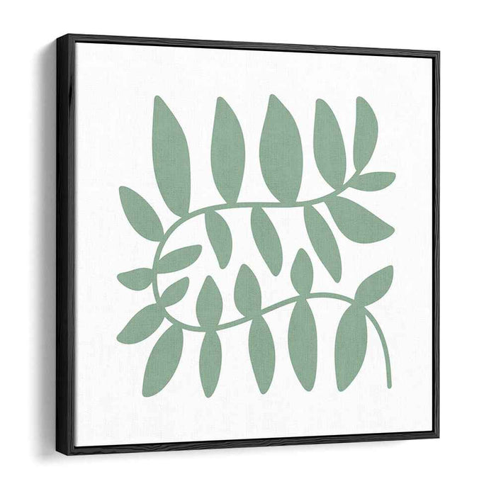 Zen Floral Essence: Minimalist Botanical Green Canvas Art Print